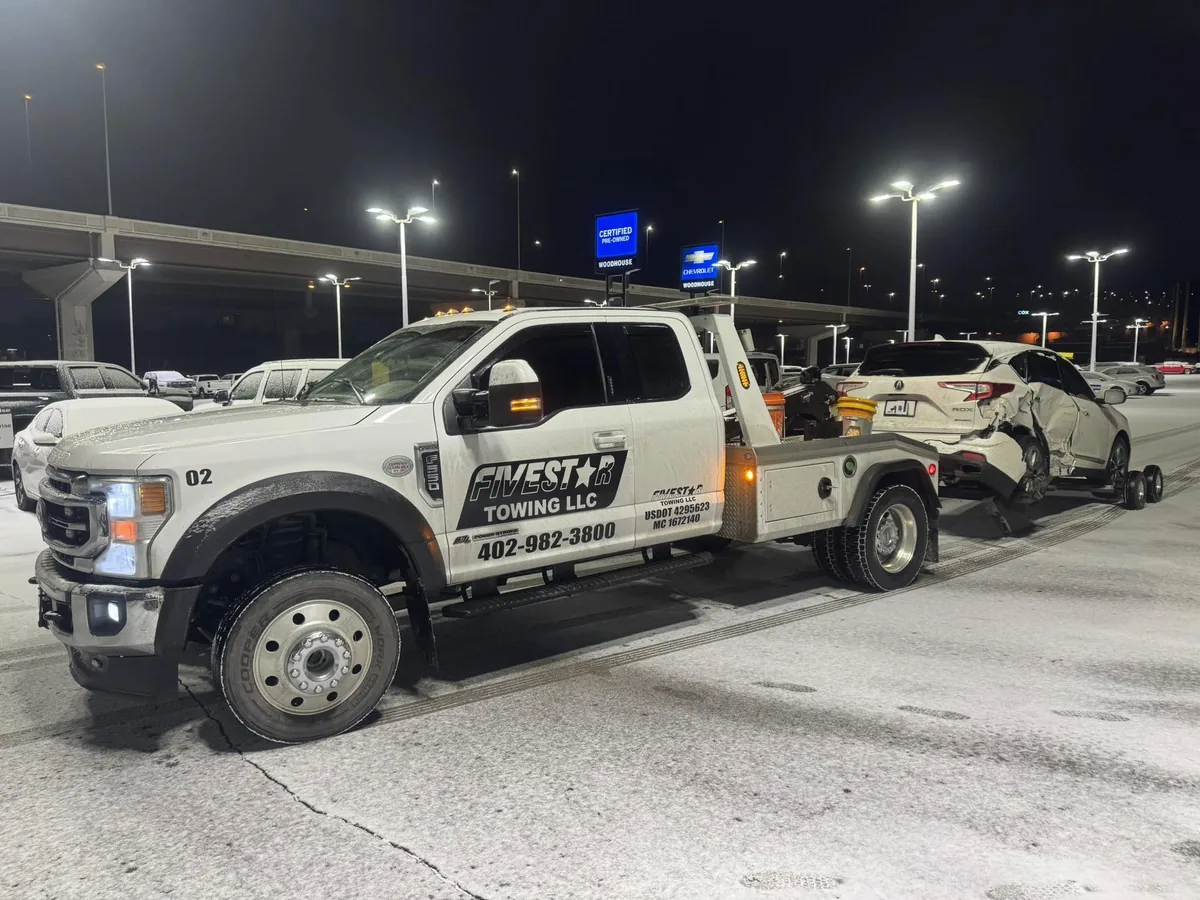 Damaged vehicle during an accident recovery